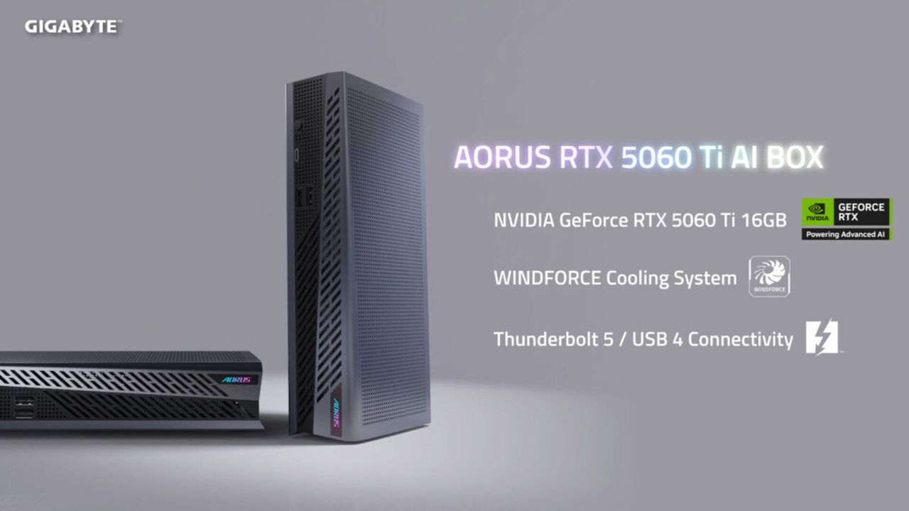 Gigabyte Thunderbolt 5 graphics box squeezes desktop RTX power, USB4 compatibility, and docking features into a relatively small chassis for high-end laptops