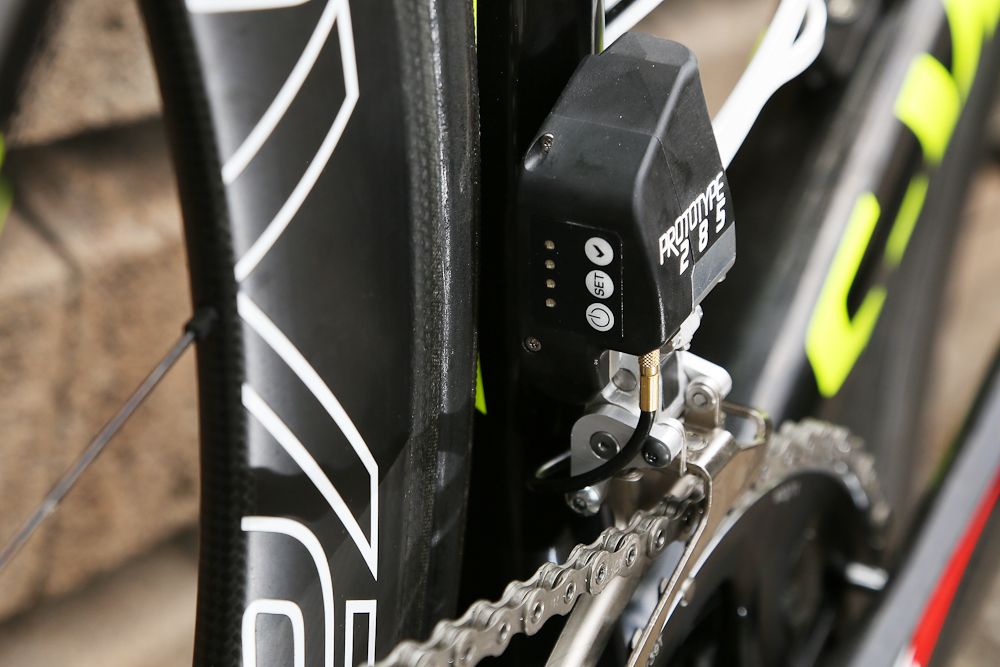 The electronic front derailleur.
