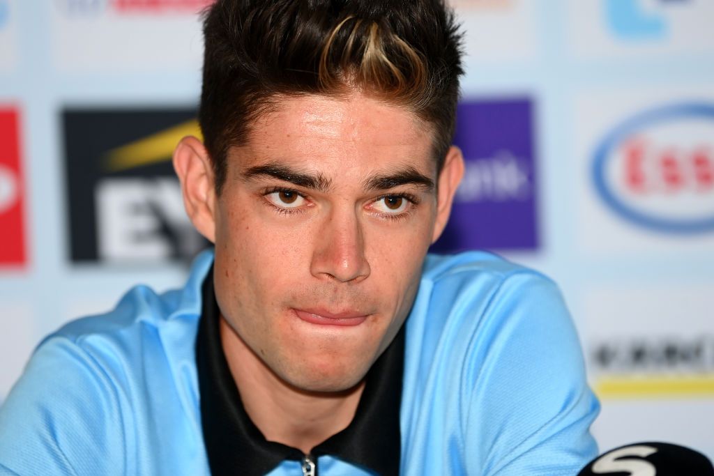 Wout van Aert at the Team Belgium press conference during the UCI Road World Championships 2022 