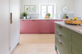 pink and green kitchen