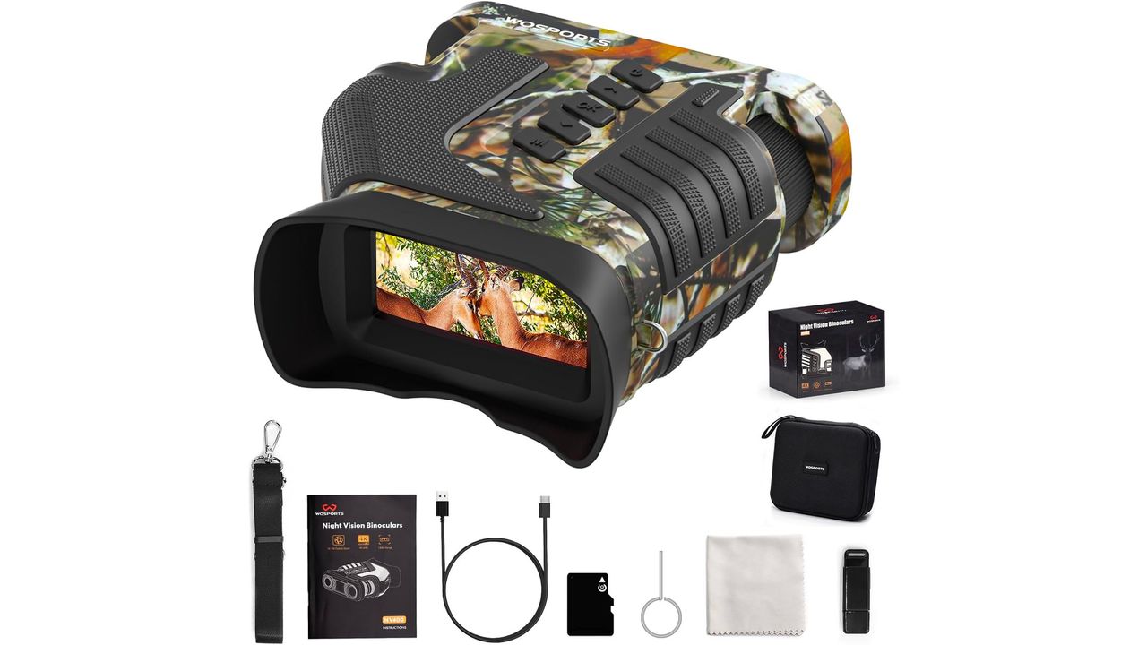 WOSPORTS 4K Night Vision Binoculars on a white background