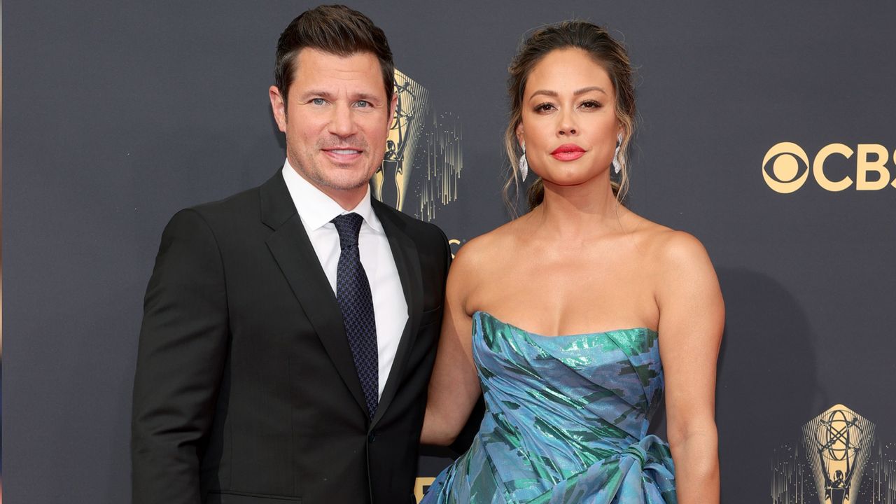 Nick Lachey and Vanessa Lachey attend the 73rd Primetime Emmy Awards at L.A. LIVE on September 19, 2021 in Los Angeles, California. 