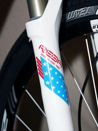 Even team sponsor RockShox gets into the mix with a custom finish on the Reba Team fork.