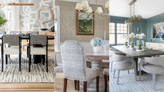 Three dining rooms with rugs