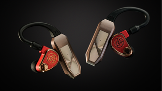 iFi GO Pods Max product shot showing a closeup of the product on a black background