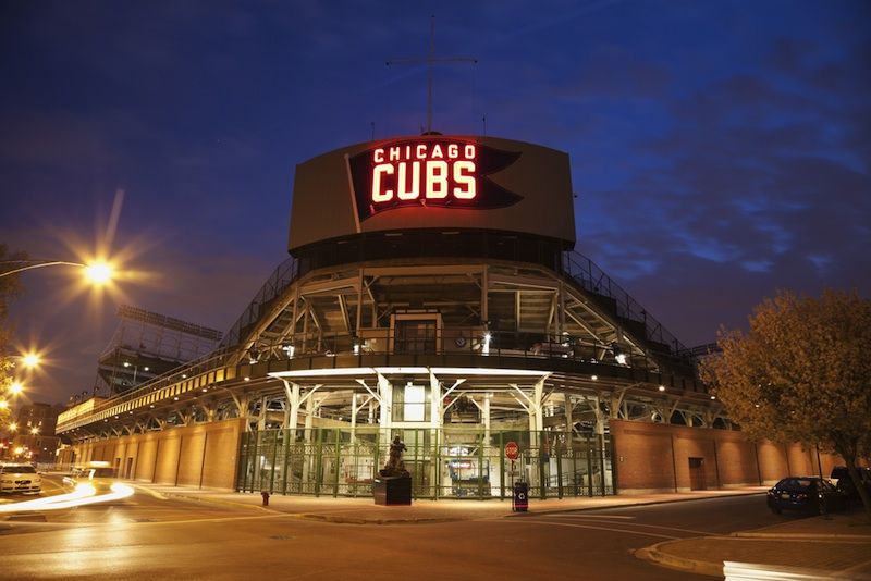 Wrigley field at night