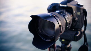 Close up of a Canon DSLR camera