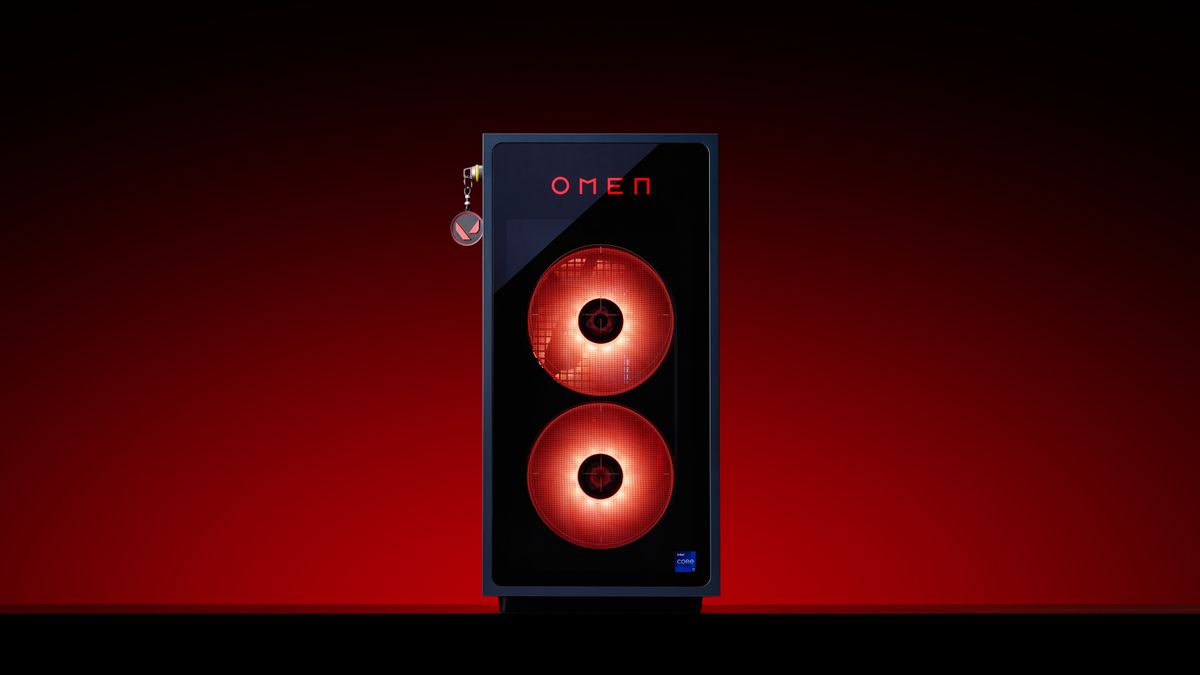 Image of the HP OMEN 35L VALORANT Limited Edition pre-built desktop gaming PC.