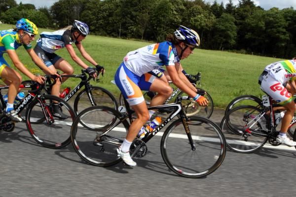 World Cup leader, Olympic Champion, Marianne Vos (Rabo Women) in the bunch