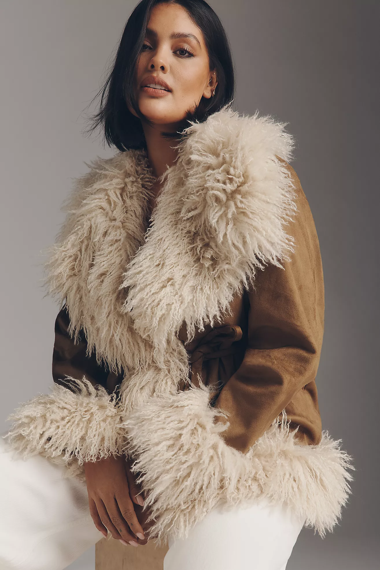 Maeve Belted Faux Fur Coat