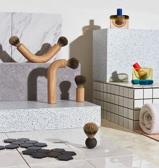 Designs vary from brushes with glass bottles by Studio EO’s Erik Olovsson, to double-ended wooden brushes by Norma
