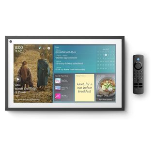 Echo Show 15 with remote on white background