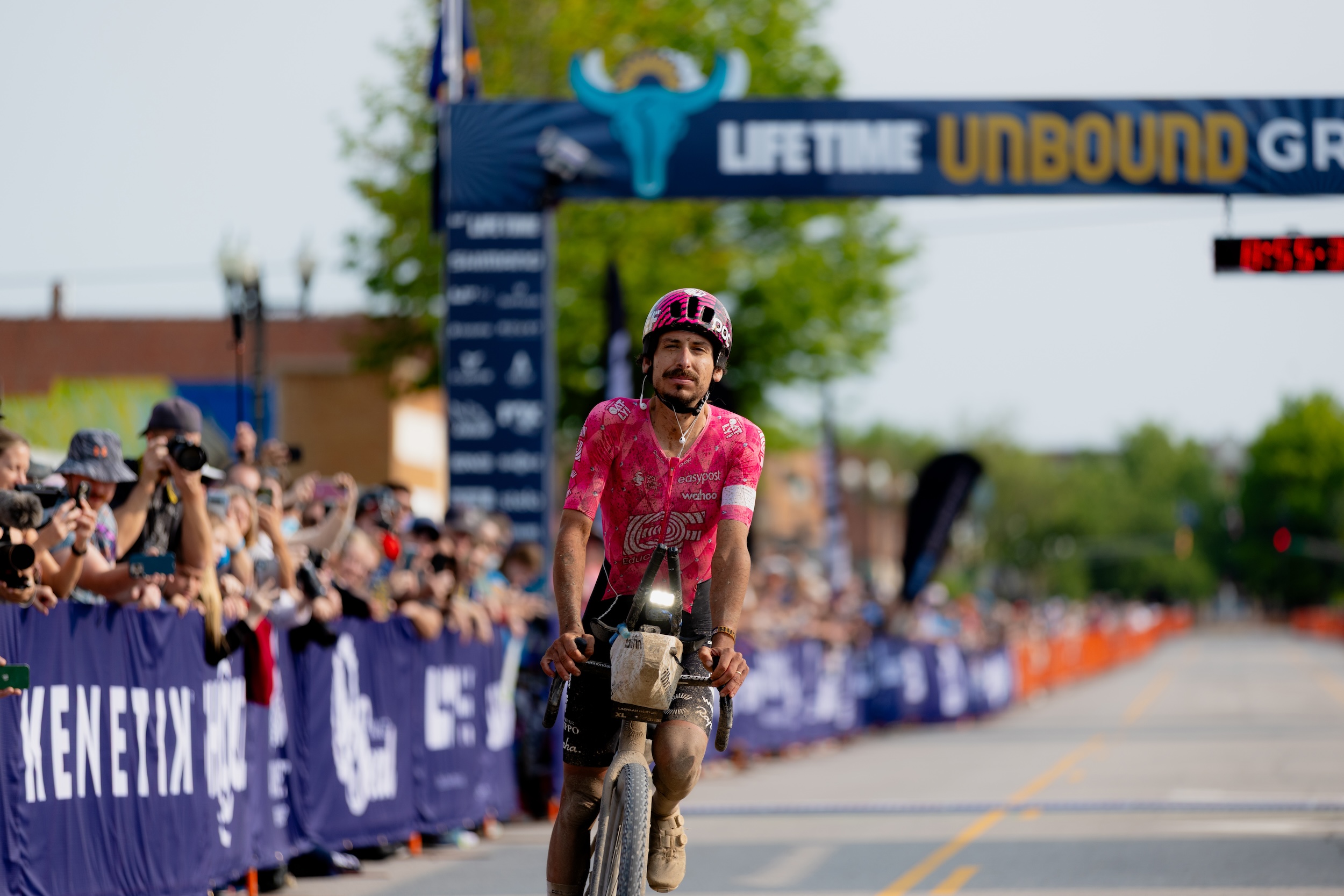 Lachlan Morton finishes 2025 Unbound Gravel XL, 5:44 behind winner Rob Britton