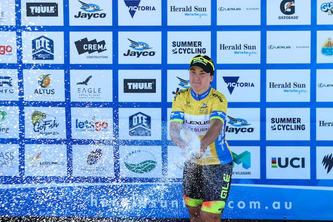 Champagne supernova: Ale Cipollini's Chloe Hosking won the opening stage and took the overall leader's jersey at the 2019 Women's Herald Sun Tour
