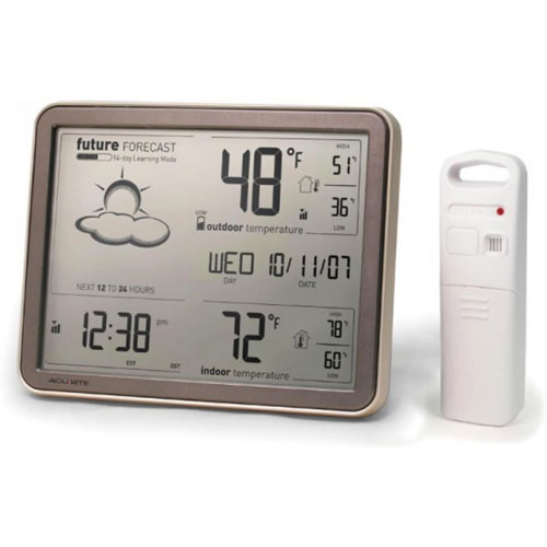The AcuRite 75077A3M weather station home display and sensor on a white background.