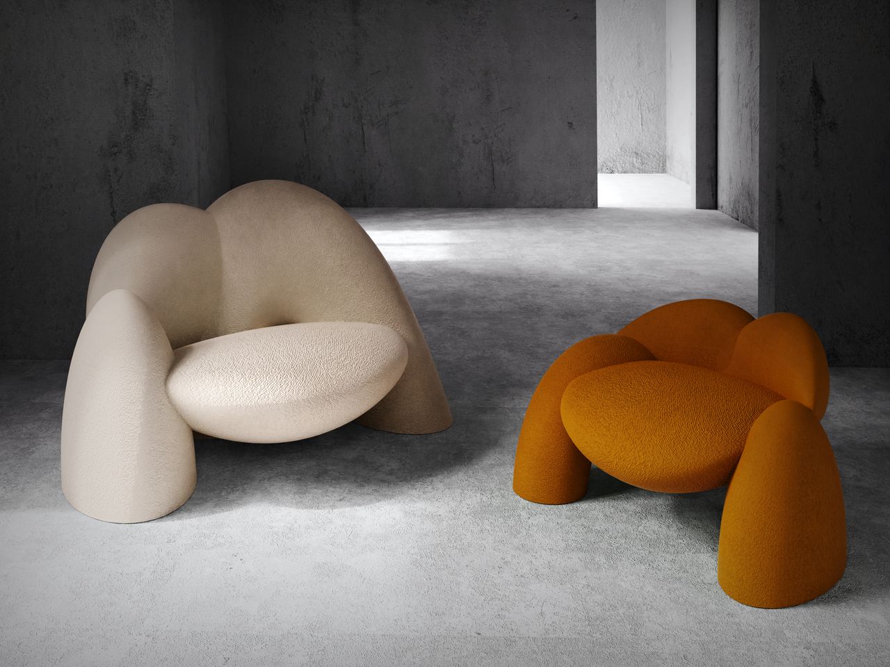 sculptural upholstered chairs