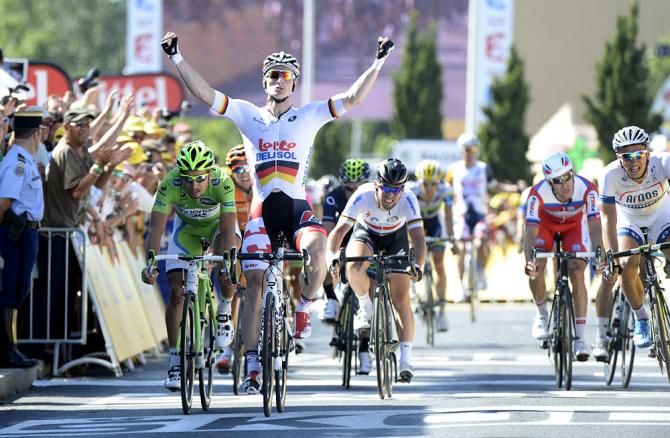 Andre Greipel (Lotto Belisol) beat all the top sprinters in stage 6
