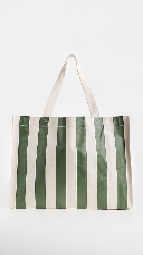 Carryall Beach Bag - Olive Stripe