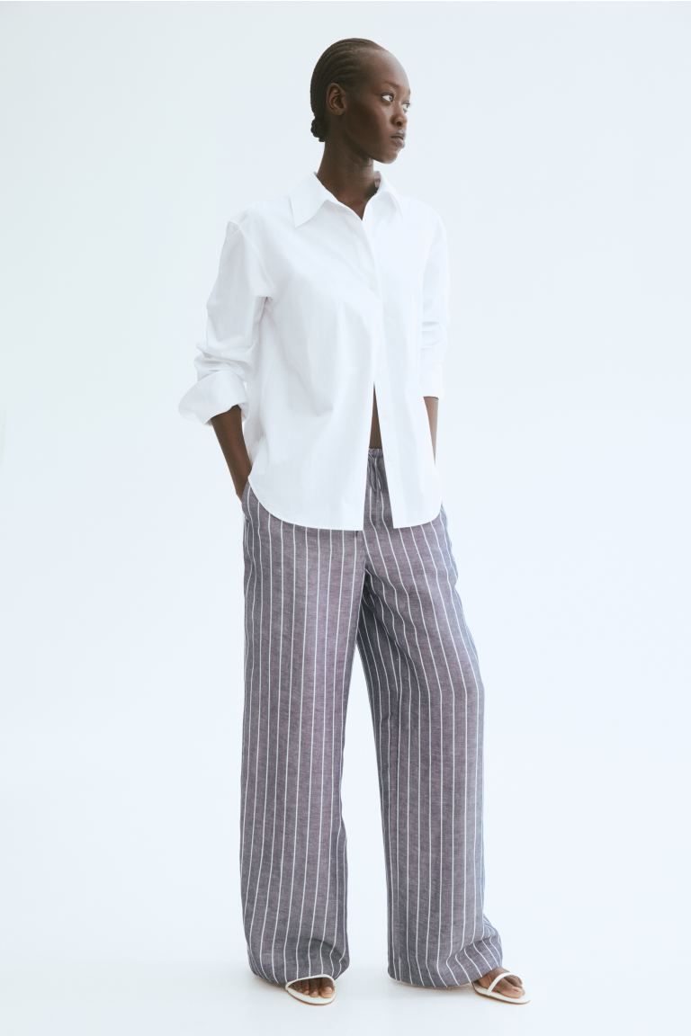 Straight Linen-Blend Trousers