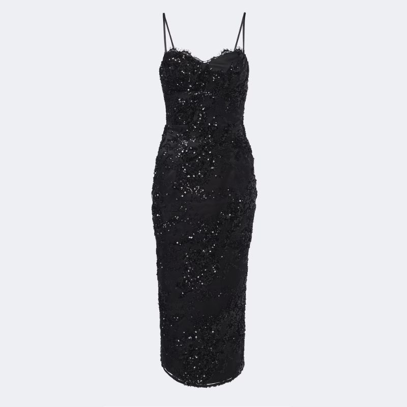Rebecca Vallance black sequin cocktail dress