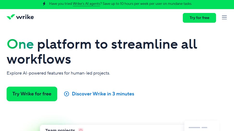 Wrike website screenshot (March 2026).