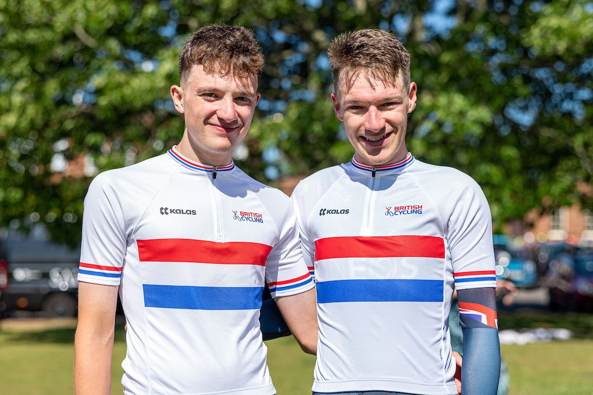 Picture by Alex WhiteheadSWpixcom 23052022 British Cycling National Road Championships The Crichton Dumfries Scotland Ethan Hayter of INEOS Grenadiers and Leo Hayter of Hagens Berman Axeon win Gold in the Elite and Under 23 Mens Time Trial