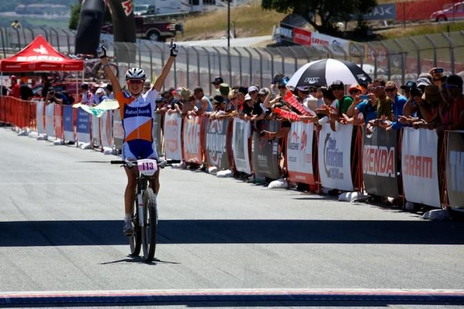 Marianne Vos (Rabobank) celebrates her 2nd win in two days at the 2013 Sea Otter Classic.