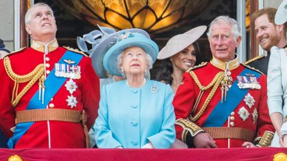 Queen Harry Meghan Andrew balcony