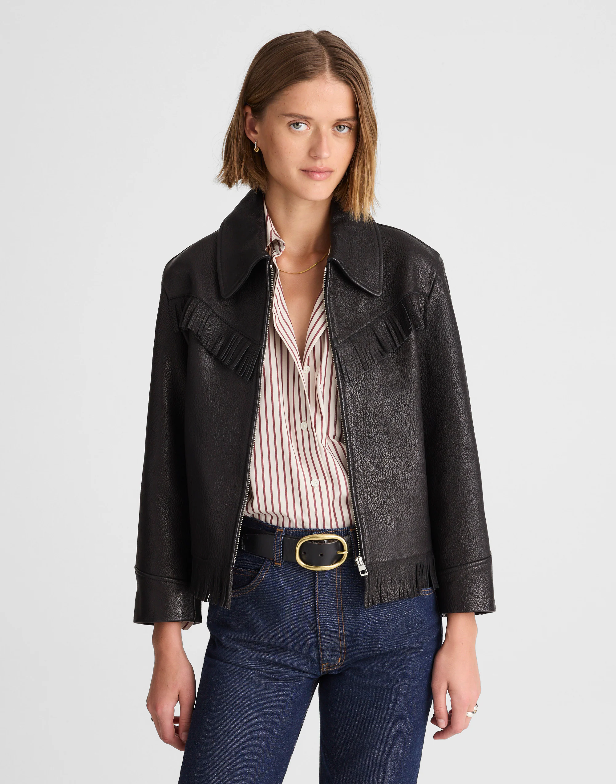 Alexa Chung for Madewell Ronnie Leather Fringe Jacket