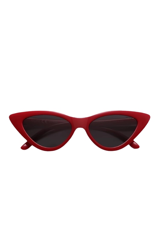 Sojos Retro Vintage Narrow Cat Eye Sunglasses for Women Clout Goggles Plastic Frame Sj2044 With Red Frame/grey Lens