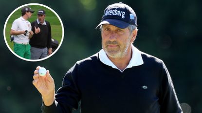 Jose Maria Olazabal with inset of Olazabal and Joseba Torres at DP World Tour Q-school