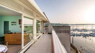 A balcony overlooking Plymouth waterfront