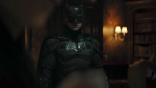 Robert Pattinson costumed up in The Batman