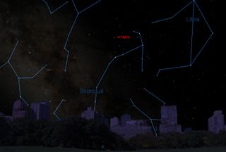 On April 16, 2016, the Red Planet Mars will appear to reverse course in the night sky due. This sky map shows the location of Mars at 4 a.m. local time in the southern sky on April 16, as seen from mid-northern latitudes.