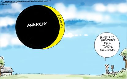 Political cartoon U.S. science eclipse news