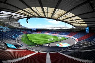 A general view inside the stadium prior to the Czech Republic Training Session ahead of the UEFA Euro 2020 Group D match between Scotland and Czech Republic at Hampden Park on June 13, 2021 in Glasgow, Scotland.
