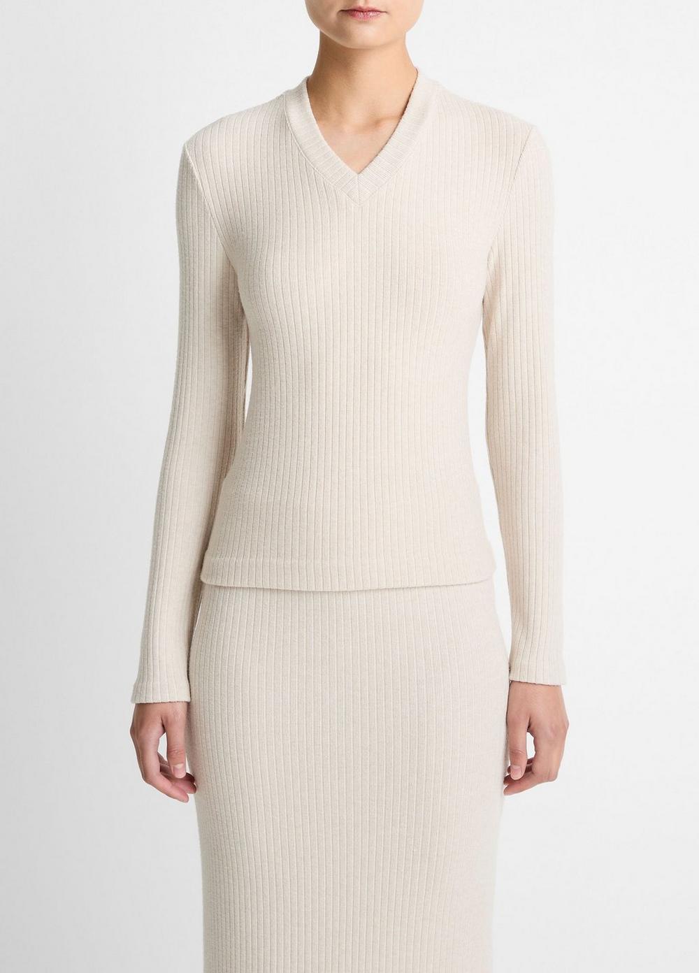 Cozy Rib High V-Neck Top