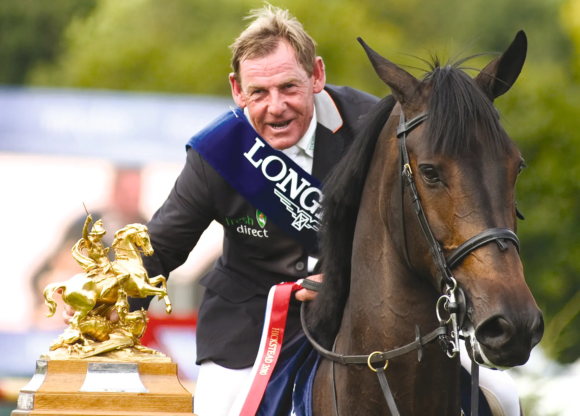 Tim Stockdale riding Fresh Direct Kalico Bay holds the King George V Gold Cup