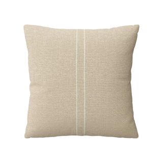 Neutral linen throw pillow with central stripe