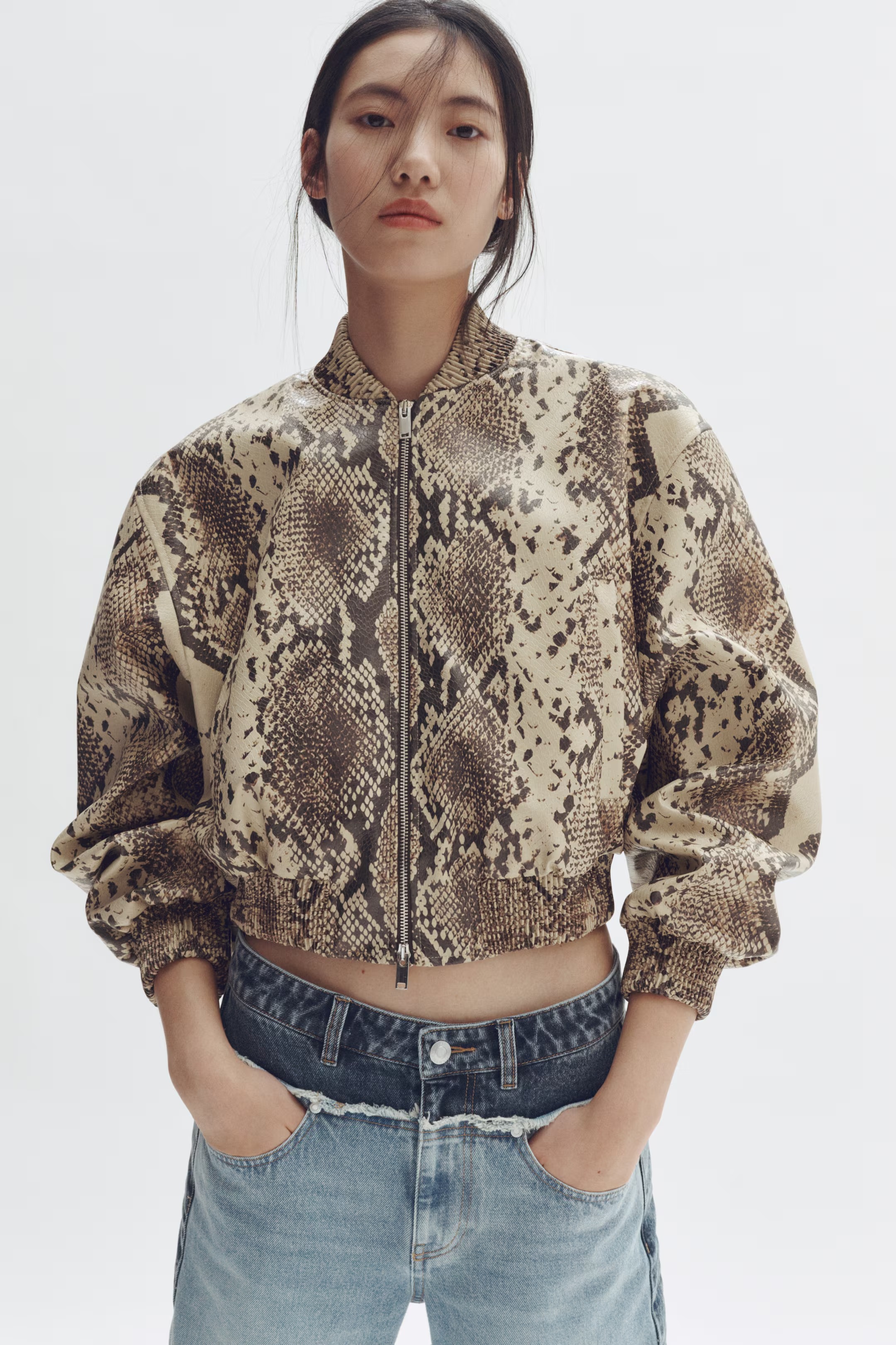Stella McCartney x H&amp;M, Snakeskin-Print Bomber Jacket