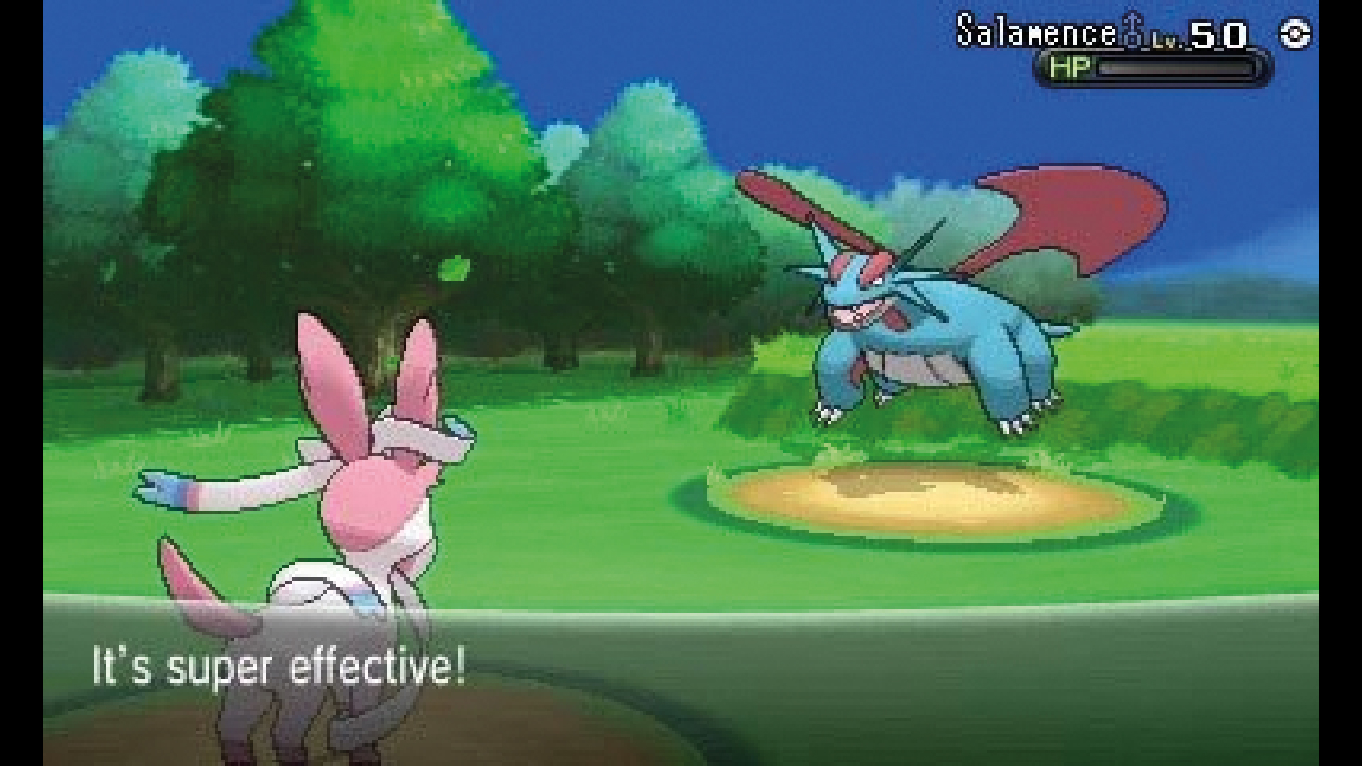 Sylveon is super effective against Salamence in Pokemon X and Y