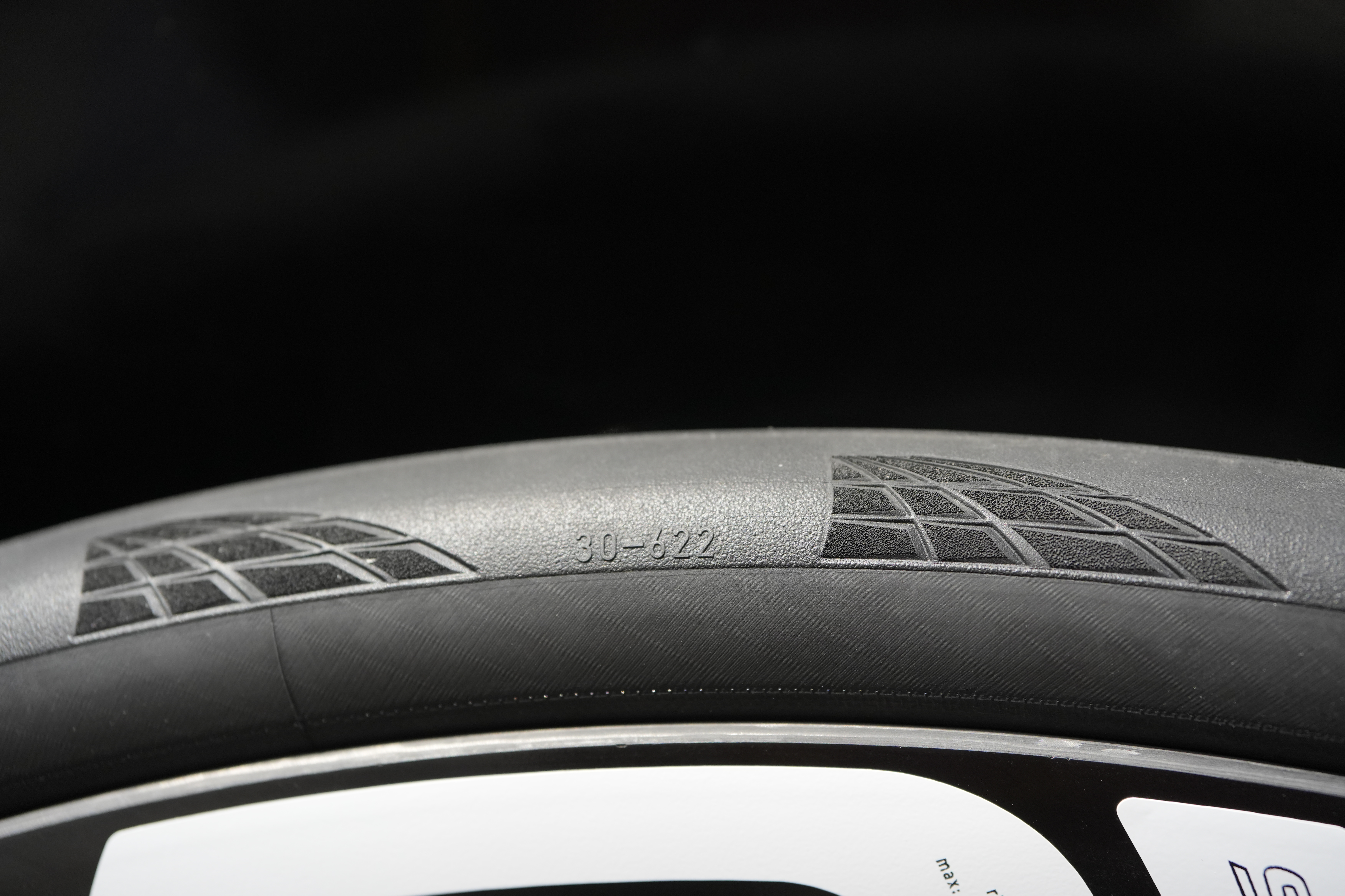 A close up of Tadej Pogačar's Continental Archetype 30c tyres