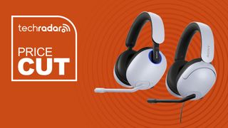 The Sony Inzone H3 and H9 headsets on an orange background with white 'price cut' text
