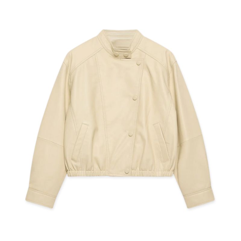 Mint Velvet butter yellow leather jacket