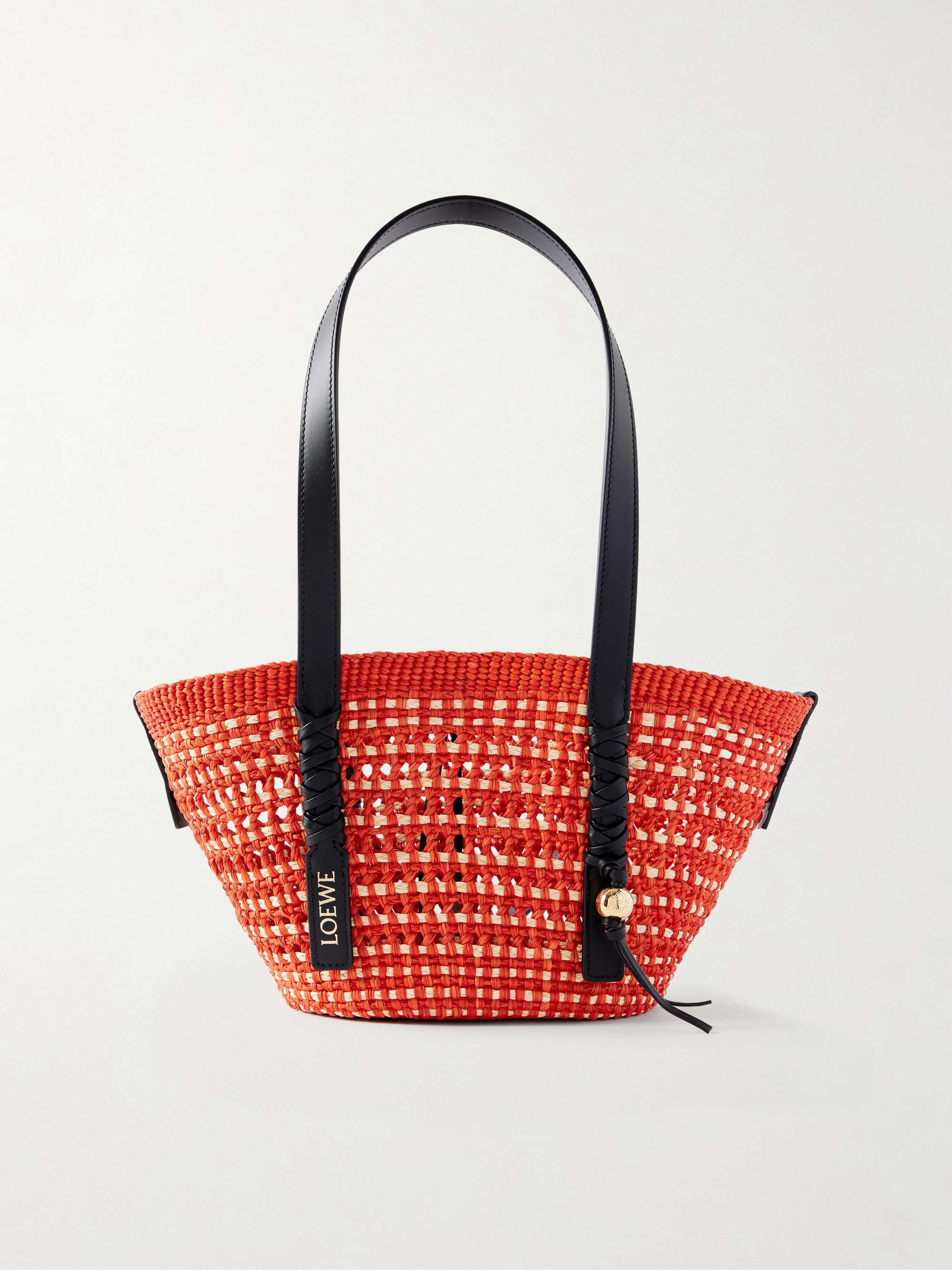 + Paula's Ibiza Braid Basket Small Leather-Trimmed Raffia Shoulder Bag