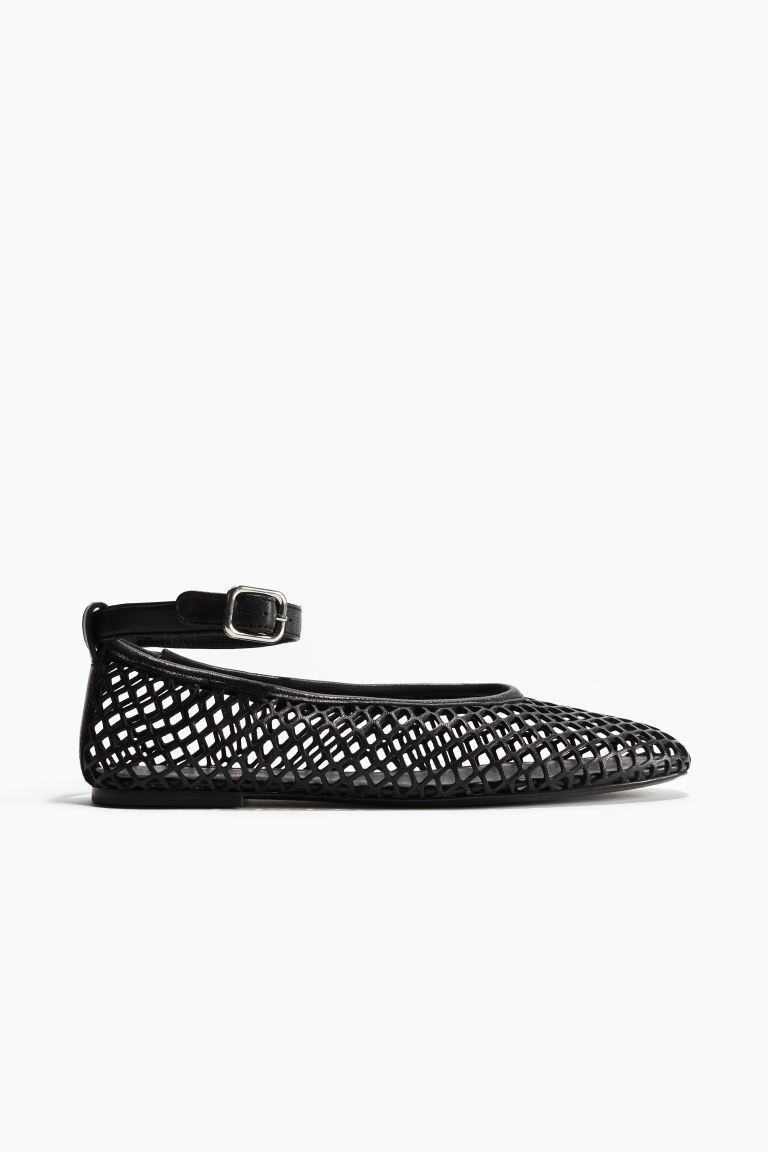 Perforated Leather Ballet Pumps