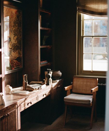 home office with antique desk