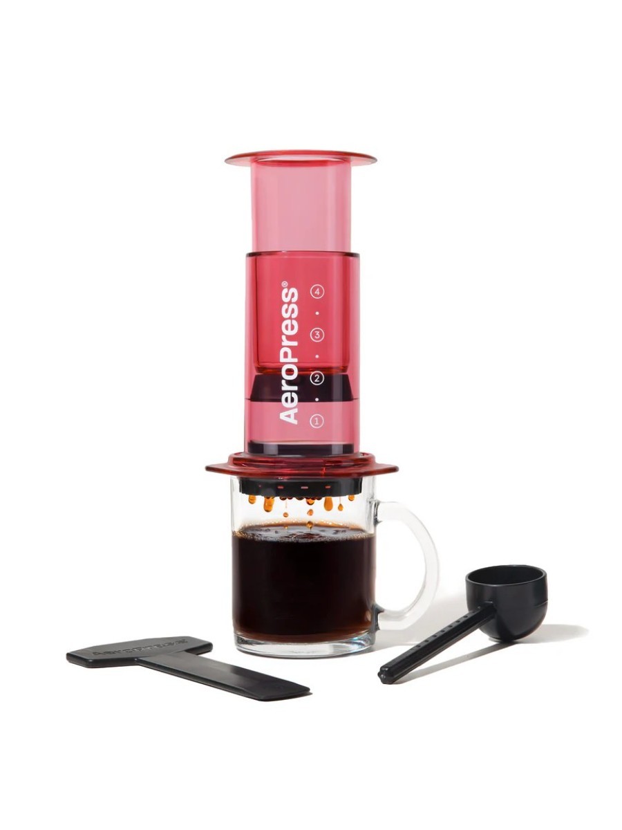 Red AeroPress coffee maker