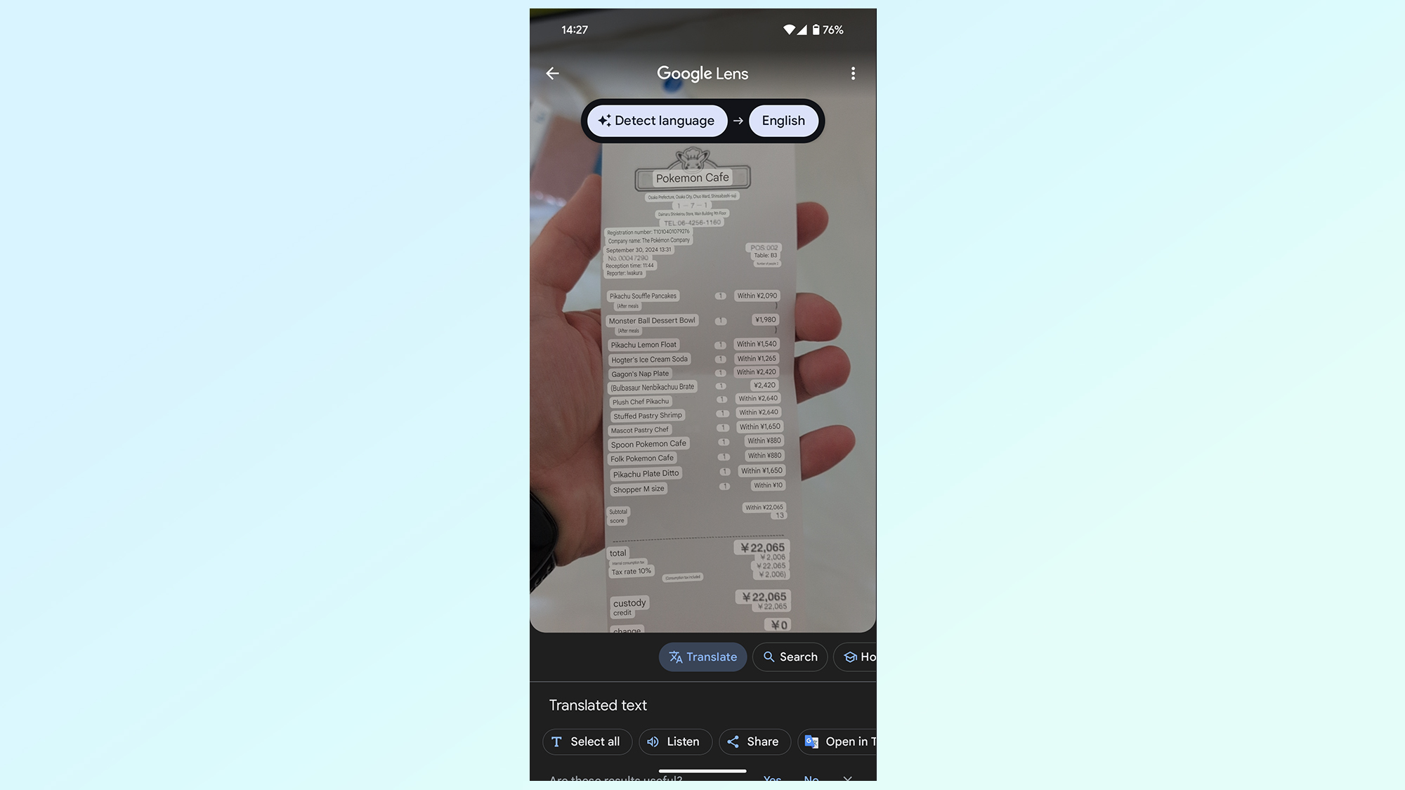 google translate features in the google app