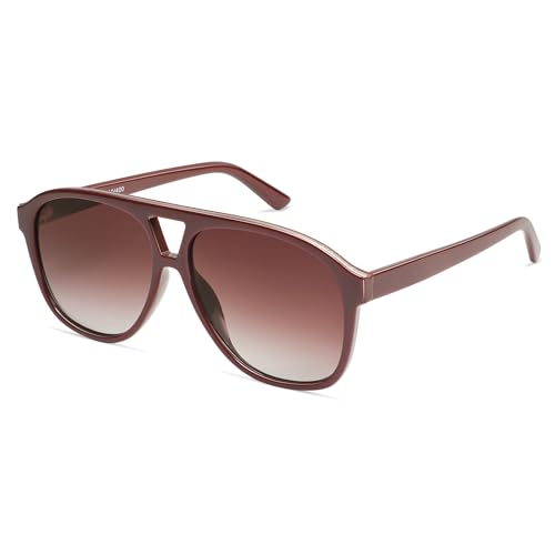 Sojos Retro Trendy Aviator Sunglasses for Women Men Classic Vintage Uv400 Aviators Sj2315, Red/redish Brown